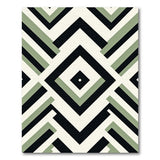 Modern Geometric Zigzag Rug in Black and Sage Green