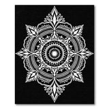 Black White Mandala Geometric Area Rug