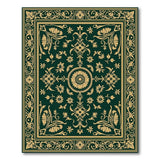 Ornate Emerald Green Persian Floral Rug
