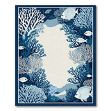 Blue and Teal Navy Blue Coral Reef Fish Area Rug