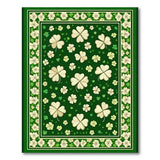 Floral Vintage Green Emerald Green Shamrock Clover Area Rug