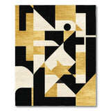 ODIKA Modern Geometric Abstract Washable Rug - Gold & Black Low Pile Area Rug