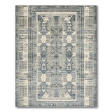 Blue and Teal Blue Teal Heritage Tribal Geometric Area Rug