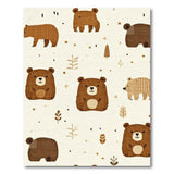 Beige and Neutral Adorable Brown Bear Kids Area Rug