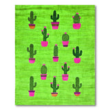 Playful Green Cactus Garden Area Rug