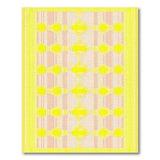 Vibrant Yellow Geometric Area Rug with Pink Stripes