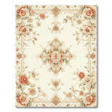Beige and Neutral Vintage Peony Floral Cream Area Rug