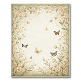 Vintage Cream Blossom Butterfly Area Rug