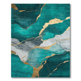 Teal Gold Vein Abstract Area Rug
