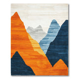 Geometric Mountain Peaks Area Rug in Orange Blue Gray