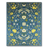 Navy Blue Yellow Floral Persian Area Rug
