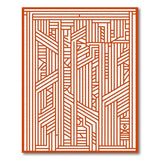 Vibrant Orange Geometric Line Art Area Rug