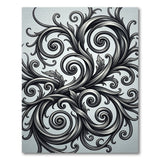 Ornate Swirling Grey Floral Area Rug