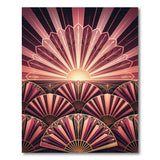 Art Deco Pink Sunburst Fan Area Rug