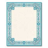 Ornate Blue Teal Border Area Rug