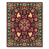 Ornate Red Persian Rug with Lion Silhouettes