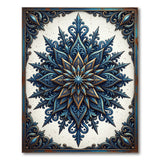 Blue Teal Mandala Floral Area Rug with Gold Accents