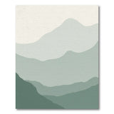 Layered Sage Green Mountain Silhouette Area Rug