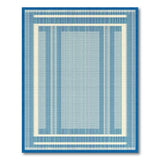 Navy Blue Striped Geometric Area Rug