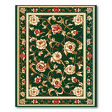 Elegant Green Peony Floral Area Rug