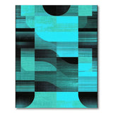 Blue and Teal Teal Black Geometric Abstract Area Rug