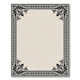 Ornate Black Floral Frame Area Rug