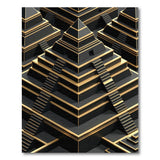 Black Gold Geometric Ziggurat Pyramid Area Rug