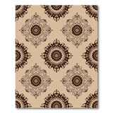 Beige and Neutral Ornate Floral Medallion Beige Area Rug