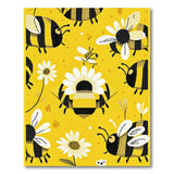Playful Bees and Daisies Yellow Area Rug