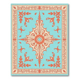 Blue and Teal Teal Ornate Medallion Area Rug