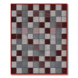 Red Border Geometric Dotted Grid Area Rug
