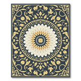 Ornate Navy Gold Mandala Floral Rug