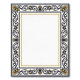 Gold and Silver Ornate Black Gold Floral Border Area Rug
