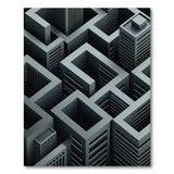 Geometric Cityscape Grey Area Rug