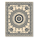 Traditional Persian Beige and Neutral Ornate Beige Mandala Persian Area Rug