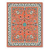 Orange Teal Floral Persian Medallion Rug