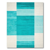 Teal Block Geometric Area Rug