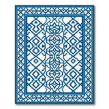 Blue and Teal Navy Blue Intricate Geometric Lattice Rug
