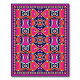 Vibrant Pink Border Geometric Southwestern Rug