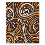 Washable Retro Abstract Swirl Brown Low Pile Area Rug