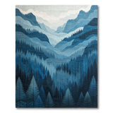 Serene Layered Blue Mountains Forest Rug