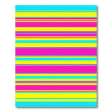 Vibrant Cyan Yellow Pink Striped Area Rug