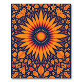 Vibrant Orange Sunflower Mandala Area Rug