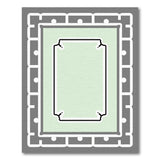 Geometric Grey Frame Mint Green Area Rug