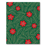 Vibrant Red Flowers on Emerald Green Leaves Rug