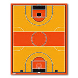 Orange Basketball Court Geometric Area Rug