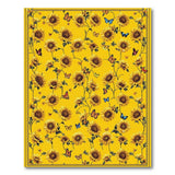 ODIKA Washable Sunflower and Butterfly Area Rug, Low Pile Non-Slip Vintage Floral Carpet