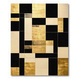 ODIKA Washable Abstract Geometric Rug - Black & Gold Modern Low Pile Area Rug