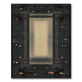 Geometric Pixel Grid Area Rug - Black Beige