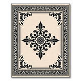 Ornate Black Medallion Beige Area Rug